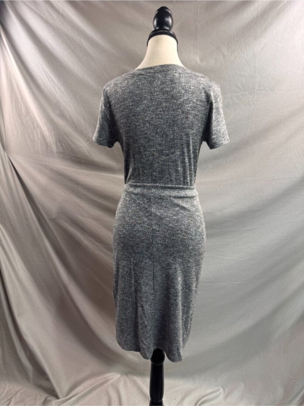 Lucky Brand Ruched Front Tie T-Shirt Dress | Casual Soft Stretch Knit Grey - Picture 7 of 7